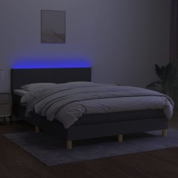 Boxspringbett mit Matratze & LED Dunkelgrau 140x190 cm Stoff