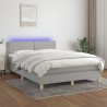 Boxspringbett mit Matratze & LED Hellgrau 140x200 cm Stoff