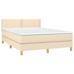 Boxspringbett mit Matratze & LED Creme 140x200 cm Stoff