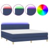 Boxspringbett mit Matratze & LED Blau 180x200 cm Stoff