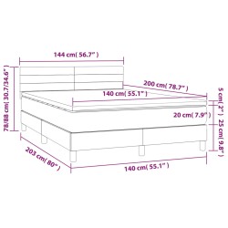 Boxspringbett mit Matratze & LED Dunkelgrau 140x200 cm Stoff