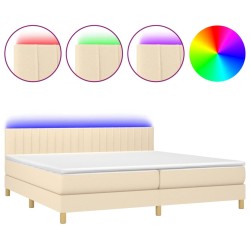 Boxspringbett mit Matratze & LED Dunkelgrau 80x200 cm Stoff