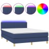 Boxspringbett mit Matratze & LED Blau 140x200 cm Stoff