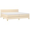 Boxspringbett mit Matratze & LED Creme 200x200 cm Stoff