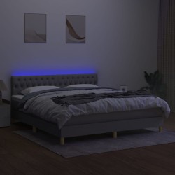 Boxspringbett mit Matratze & LED Hellgrau 160x200 cm Stoff