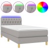 Boxspringbett mit Matratze & LED Hellgrau 90x200 cm Stoff