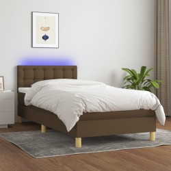 Boxspringbett mit Matratze & LED Dunkelbraun 80x200 cm Stoff