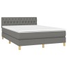 Boxspringbett mit Matratze & LED Dunkelgrau 140x190 cm Stoff