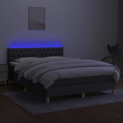 Boxspringbett mit Matratze & LED Dunkelgrau 140x190 cm Stoff