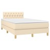 Boxspringbett mit Matratze & LED Creme 120x200 cm Stoff