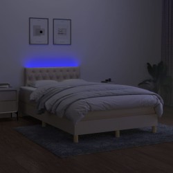 Boxspringbett mit Matratze & LED Creme 120x200 cm Stoff