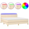 Boxspringbett mit Matratze & LED Creme 180x200 cm Stoff