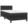 Boxspringbett mit Matratze & LED Schwarz 90x190 cm Kunstleder