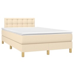 Boxspringbett mit Matratze & LED Creme 120x200 cm Stoff