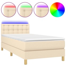 Boxspringbett mit Matratze & LED Creme 100x200 cm Stoff