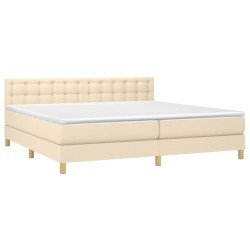 Boxspringbett mit Matratze & LED Creme 200x200 cm Stoff