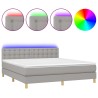 Boxspringbett mit Matratze & LED Hellgrau 160x200 cm Stoff