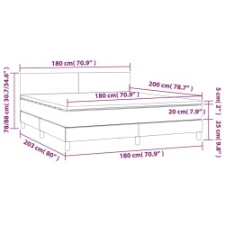 Boxspringbett mit Matratze & LED Grau 180x200 cm Kunstleder