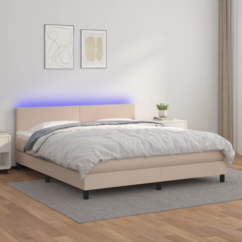 Boxspringbett mit Matratze & LED Cappuccino-Braun 160x200cm