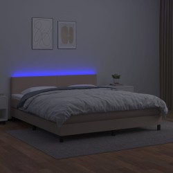 Boxspringbett mit Matratze & LED Cappuccino-Braun 160x200cm