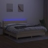 Boxspringbett mit Matratze & LED Creme 180x200 cm Stoff