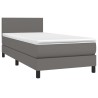 Boxspringbett mit Matratze & LED Grau 100x200 cm Kunstleder