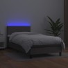 Boxspringbett mit Matratze & LED Grau 100x200 cm Kunstleder