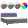 Boxspringbett mit Matratze & LED Grau 160x200 cm Kunstleder