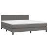 Boxspringbett mit Matratze & LED Grau 160x200 cm Kunstleder