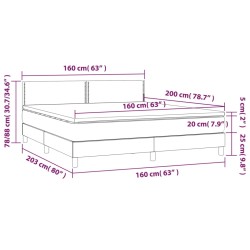 Boxspringbett mit Matratze & LED Grau 160x200 cm Kunstleder