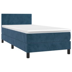 Boxspringbett mit Matratze & LED Dunkelblau 90x190 cm Samt