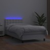 Boxspringbett mit Matratze & LED Weiß 90x190 cm Kunstleder