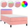 Boxspringbett mit Matratze & LED Rosa 90x190 cm Samt