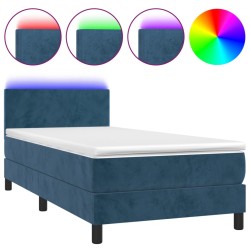 Boxspringbett mit Matratze & LED Dunkelblau 100x200 cm Samt