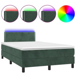 Boxspringbett mit Matratze & LED Dunkelgrün 120x200 cm Samt