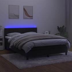 Boxspringbett mit Matratze & LED Schwarz 140x200 cm Samt