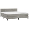 Boxspringbett mit Matratze & LED Hellgrau 180x200 cm Samt