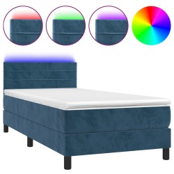 Boxspringbett mit Matratze & LED Dunkelblau 100x200 cm Samt