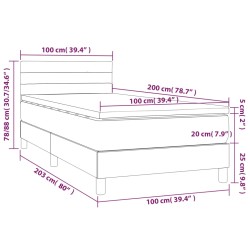 Boxspringbett mit Matratze & LED Dunkelblau 100x200 cm Samt