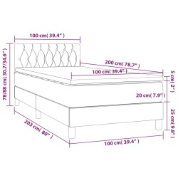 Boxspringbett mit Matratze & LED Dunkelgrau 100x200 cm Samt