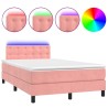 Boxspringbett mit Matratze & LED Rosa 120x200 cm Samt