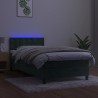 Boxspringbett mit Matratze & LED Dunkelgrün 80x200 cm Samt