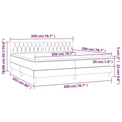 Boxspringbett mit Matratze & LED Dunkelgrau 200x200 cm Samt