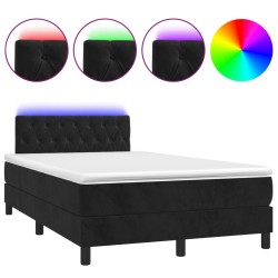 Boxspringbett mit Matratze & LED Schwarz 120x200 cm Samt