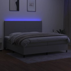 Boxspringbett mit Matratze & LED Hellgrau 200x200 cm Stoff