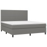 Boxspringbett mit Matratze & LED Dunkelgrau 180x200 cm Stoff