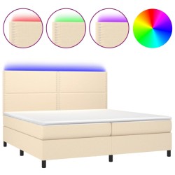 Boxspringbett mit Matratze & LED Creme 200x200 cm Stoff