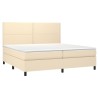 Boxspringbett mit Matratze & LED Creme 200x200 cm Stoff