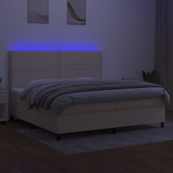 Boxspringbett mit Matratze & LED Creme 200x200 cm Stoff