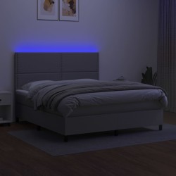 Boxspringbett mit Matratze & LED Hellgrau 180x200 cm Stoff